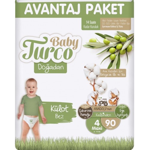 Baby Turco Doğadan Külot Bebek Bezi 4 No Maxi 90 lı