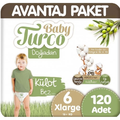 Baby Turco Doğadan Külot Bebek Bezi 6 No Xlarge 60 lı x 2 Adet