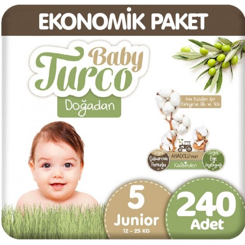 Baby Turco Doğadan Ultra Fırsat Bebek Bezi 5 No Junior 80 li x 3 Adet