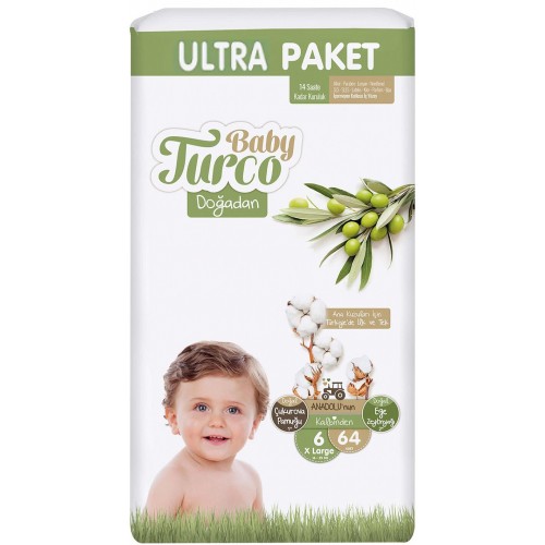 Baby Turco Doğadan Ultra Fırsat Bebek Bezi 6 No X-Large 64 lü