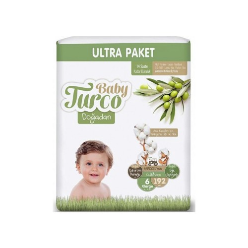 Baby Turco Doğadan Ultra Fırsat Bebek Bezi 6 No X-Large 64 lü x 3 Adet