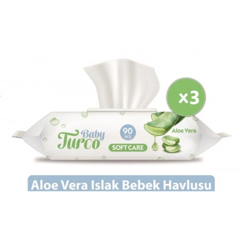 Baby Turco Softcare Aloe Vera Islak Bebek Havlusu 3x90