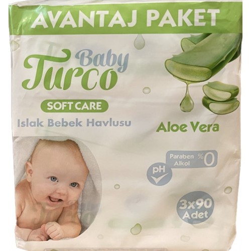 Baby Turco Softcare Aloe Vera Islak Bebek Havlusu 3x90