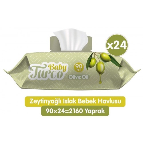 Baby Turco Zeytinyağlı Islak Bebek Havlusu 90 x 24 Adet