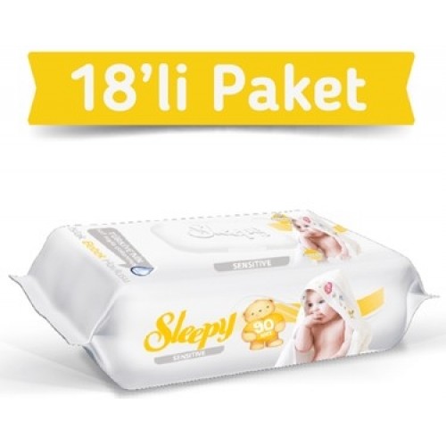 Sleepy Islak Havlu Sensitive 90 lı x 18 Adet (1620 Yaprak)