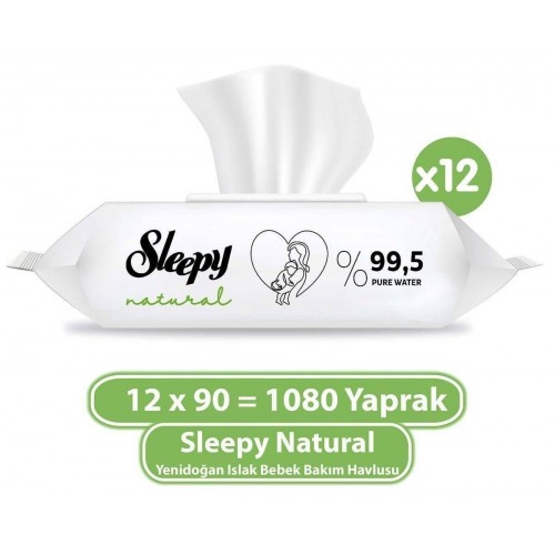 Sleepy Natural Yenidoğan Bebek Bakım Havlusu 90 lı x 12 Adet