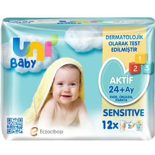 Uni Baby Aktif Sensitive Islak Havlu 12 x 52 li (624 Yaprak)