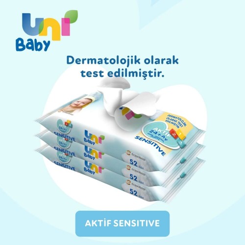 Uni Baby Aktif Sensitive Islak Havlu 3 x 52 li