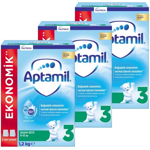 Aptamil 3 Devam Sütü Yeni Formül 1200 gr x 3 Adet