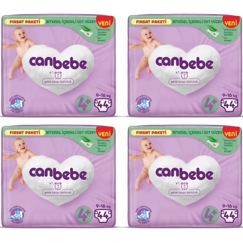 Canbebe Bebek Bezi Fırsat Paketi 4+Beden MaxiPlus(9-16kg)44 lü x4 Adet