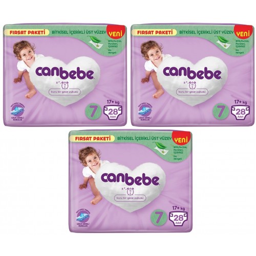 Canbebe Bebek Bezi Fırsat Paketi 7 Beden XXL (17+ Kg) 28 li x 3 Adet