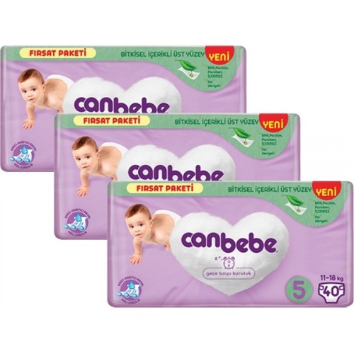 Canbebe Bebek Bezi Fırsat Paketi 5 Beden Junior (11-18Kg)40 lı x3 Adet