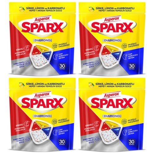 Asperox Sparx Bulaşık Makinesi Kapsülü 30 Yıkama x 4 Adet