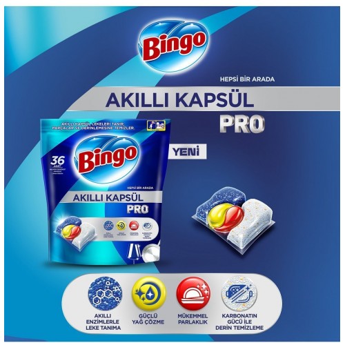 Bingo Akıllı Kapsül Pro Bulaşık Makinesi Deterjanı Tableti 50 li