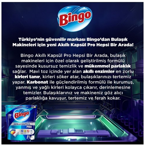 Bingo Akıllı Kapsül Pro Bulaşık Makinesi Deterjanı Tableti 50 li