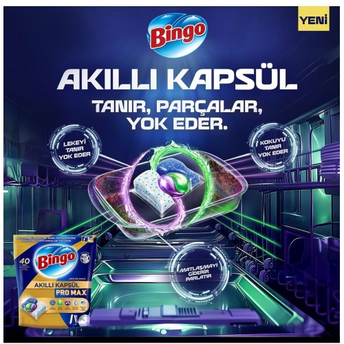 Bingo Akıllı Kapsül Pro Bulaşık Makinesi Deterjanı Tableti 50 li