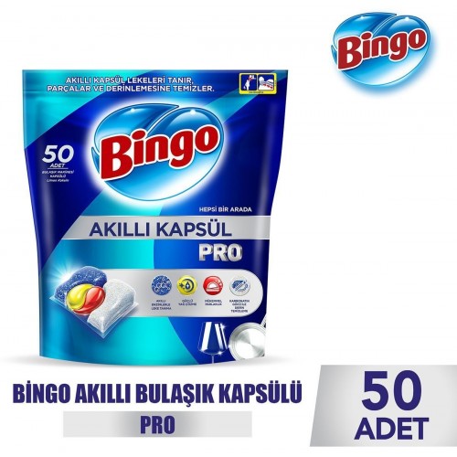 Bingo Akıllı Kapsül Pro Bulaşık Makinesi Deterjanı Tableti 50 li