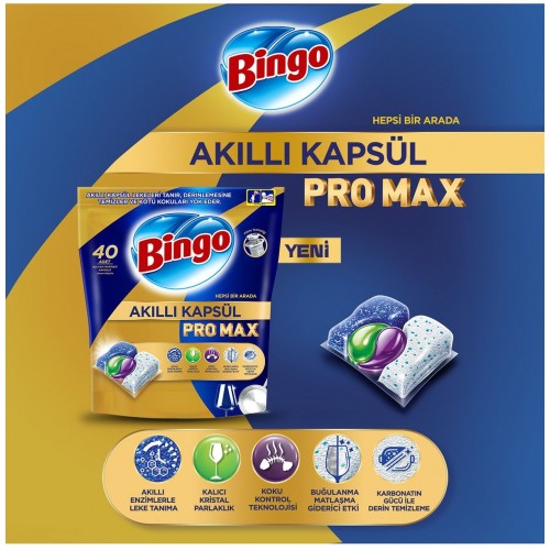 Bingo Akıllı Kapsül Pro Max Bulaşık Makinesi Deterjanı Tableti 80 lı