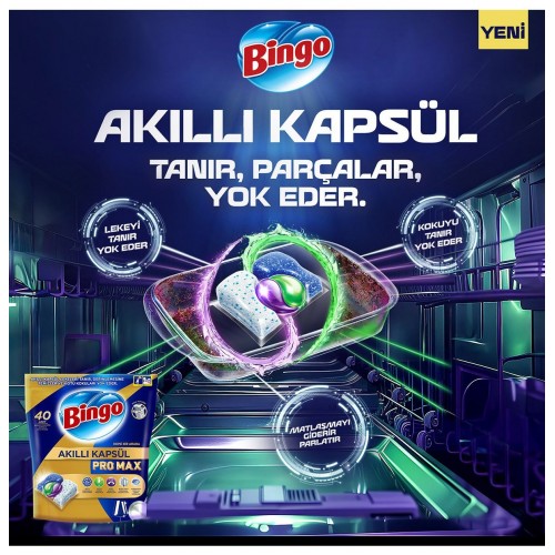 Bingo Akıllı Kapsül Pro Max Bulaşık Makinesi Deterjanı Tableti 60 lı