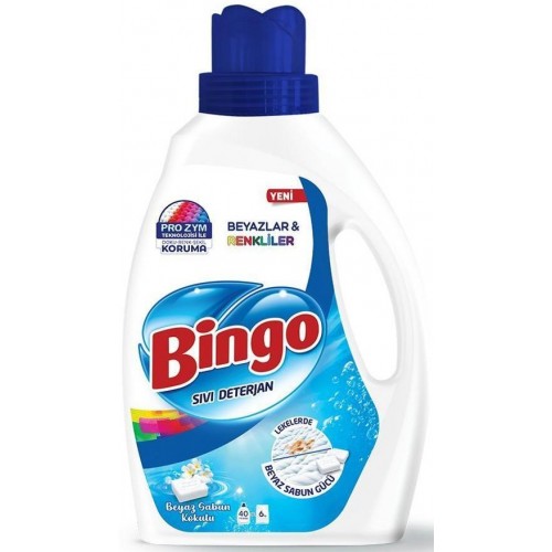 Bingo Çamaşır Deterjanı Beyaz ve Renkliler Beyaz Sabun Kokulu 2600 ml