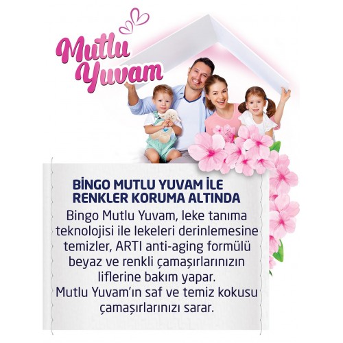 Bingo Matik Mutlu Yuvam Renkli ve Beyazlar Toz Çamaşır Deterjanı 8 kgg