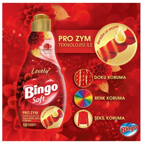 Bingo Soft Konsantre Çamaşır Yumuşatıcısı Lovely 1,44 lt x 4 Adet