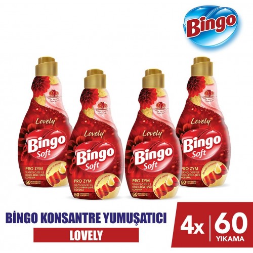 Bingo Soft Konsantre Çamaşır Yumuşatıcısı Lovely 1,44 lt x 4 Adet