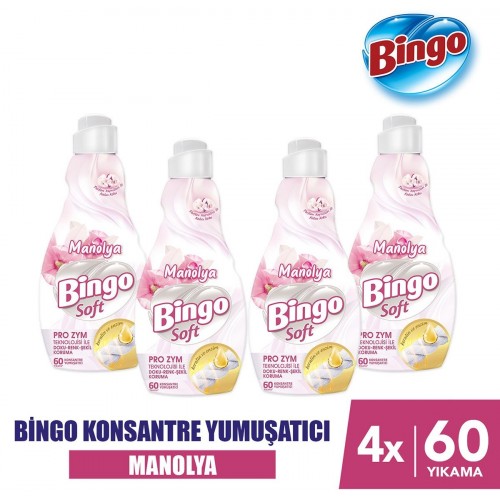 Bingo Soft Konsantre Çamaşır Yumuşatıcısı Manolya Bahçesi 1440 ml 4 lü