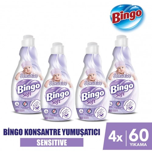 Bingo Soft Konsantre Çamaşır Yumuşatıcısı Sensitive 1440 ml x 4 Adet