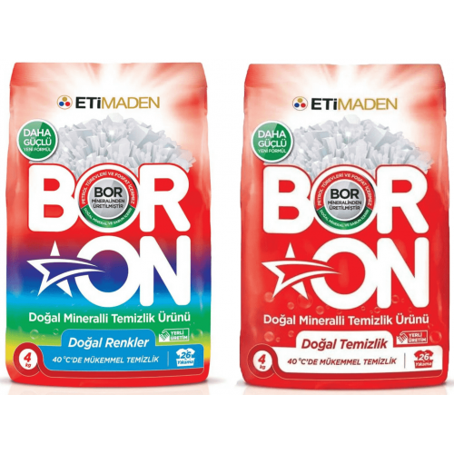 Boron Toz Çamaşır Deterjanı Renkliler ve Beyazlar İçin 4 kg x 2 Adet