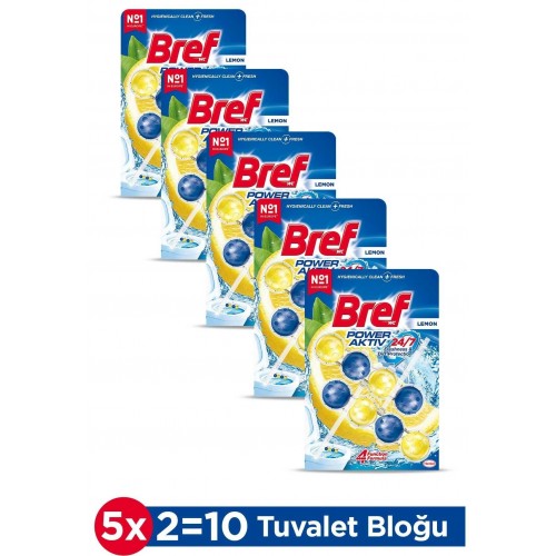 Bref Power Aktiv Katı Klozet Blok Limon Kokulu 2 li x 5 Adet