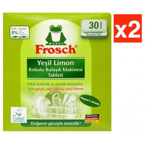 Frosch Yeşil Limonlu Bulaşık Deterjanı Tablet 30 lu x 2 Adet