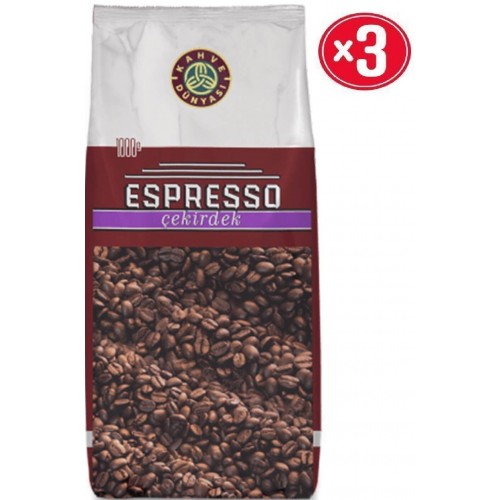 Kahve Dünyası Espresso Çekirdek Kahve 1000 gr x 3 Adet