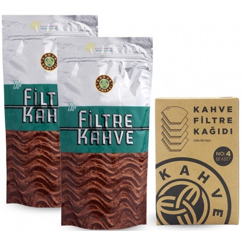 Kahve Dünyası Filtre Kahve 250 gr x 2 Adet + Filtre Kahve Kağıdı 80 li