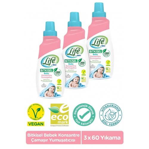 Life By Fakir Bitkisel Bebek Çamaşır Yumuşatıcısı 1500 ml x 3 Adet