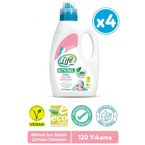 Life By Fakir Bitkisel Sıvı Bebek Çamaşır Deterjanı 1500 ml x 4 Adet