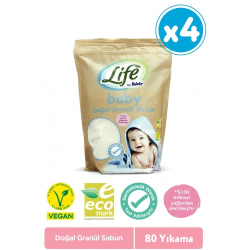 Life By Fakir Doğal Bebek Granül Toz Sabun 1 kg x 4 Adet