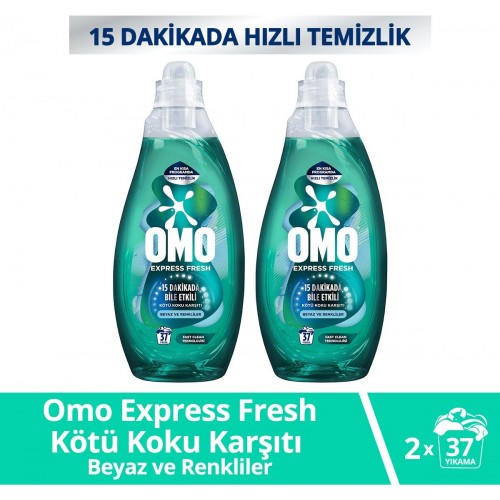 Omo Express Fresh Koku Karşıtı Beyaz ve Renkli Deterjanı 1480mlx 2adet