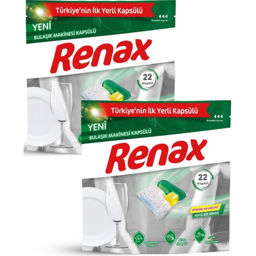 Renax Bulaşık Makinesi Kapsülü Hepsi Bir Arada 22 li x 2 Adet