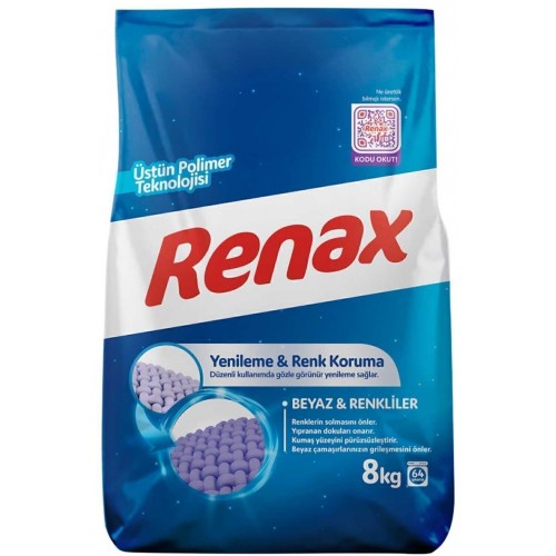 Renax Çamaşır Makinesi Deterjanı Beyazlar ve Renkliler 8 kg