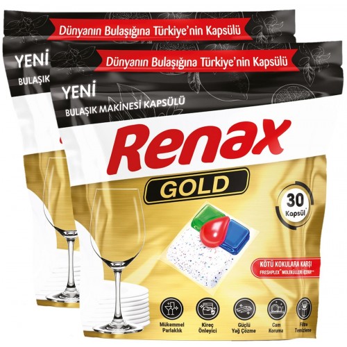 Renax Gold Bulaşık Makinesi Kapsülü Hepsi Bir Arada 30 lu x 2 Adet