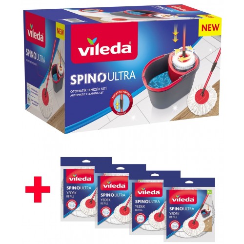 Vileda Spino Ultra Otomatik Temizlik Seti + 4 Yedek Paspas