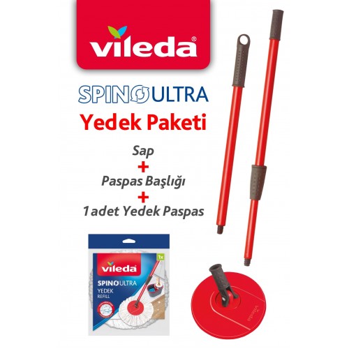 Vileda Spino Ultra Yedek Sap + Başlık + Yedek Paspas Paketi