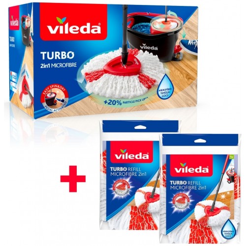 Vileda Turbo 2in1 Temizlik Seti + Turbo 2in1 Yedek Paspas 2 li