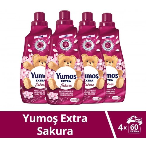 Yumoş Extra Konsantre Çamaşır Yumuşatıcı Sakura 1440 ml x 4 Adet