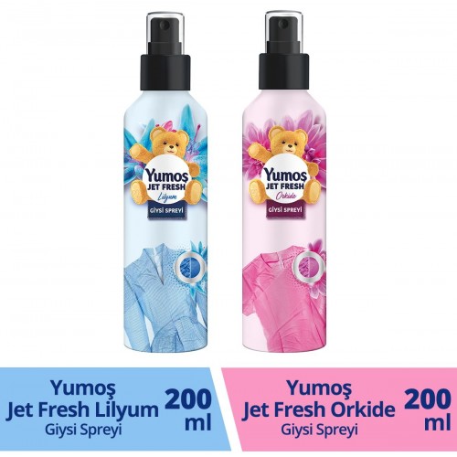 Yumoş Jet Fresh Giysi Spreyi Lilyum 200 ml + Jet Fresh Orkide 200 ml