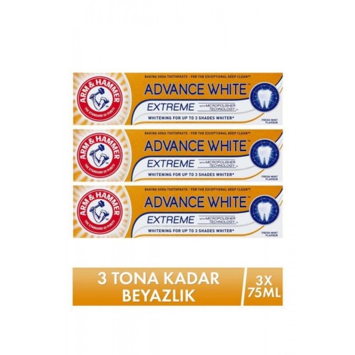 Arm & Hammer 3 Tona Kadar Beyazlatıcı Diş Macunu 75 ml x 3 Adet