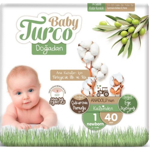 Baby Turco Doğadan Jumbo Bebek Bezi 1 No Newborn 40 lı