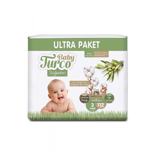 Baby Turco Doğadan Ultra Fırsat Bebek Bezi 3 No Midi 112 li