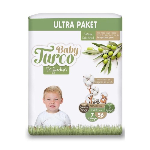 Baby Turco Doğadan Ultra Fırsat Bebek Bezi 7 No XX Large 56 lı